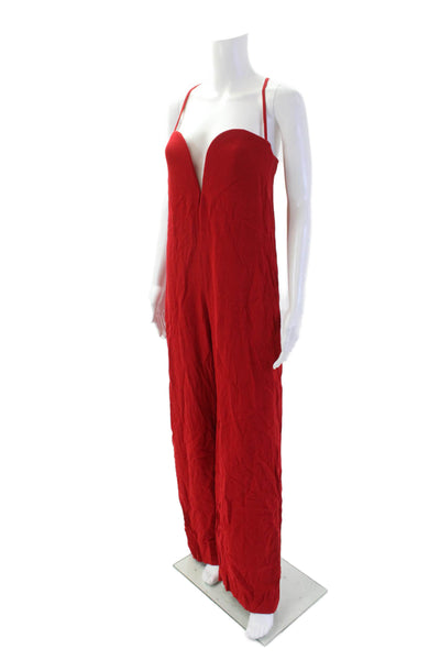 Zara Womens Back Zip Spaghetti Strap Sweetheart Wired Jumpsuit Red Size Small