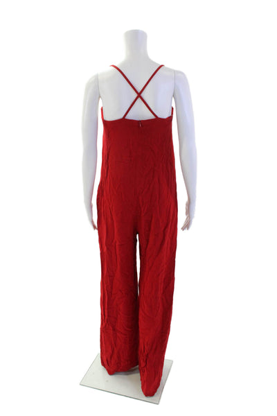 Zara Womens Back Zip Spaghetti Strap Sweetheart Wired Jumpsuit Red Size Small