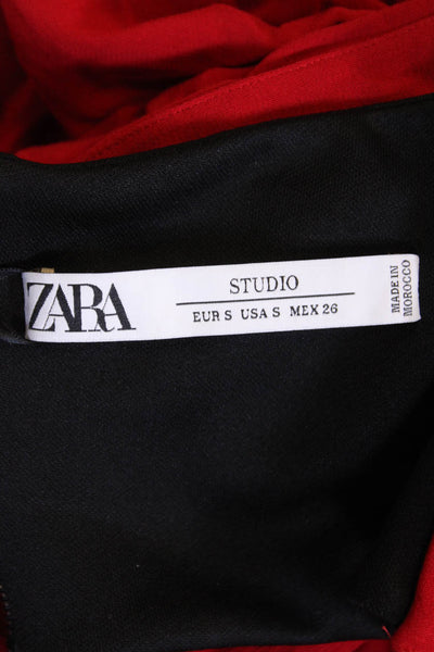 Zara Womens Back Zip Spaghetti Strap Sweetheart Wired Jumpsuit Red Size Small