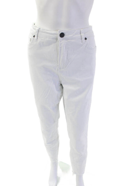 KUT from the Kloth Womesn Cotton Denim Mid-Rise Skinny Jeans White Size 16