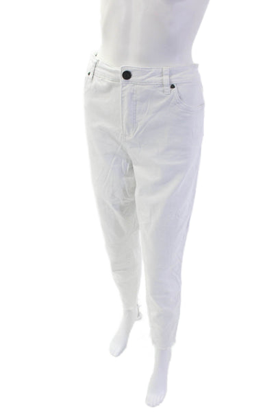 KUT from the Kloth Womesn Cotton Denim Mid-Rise Skinny Jeans White Size 16