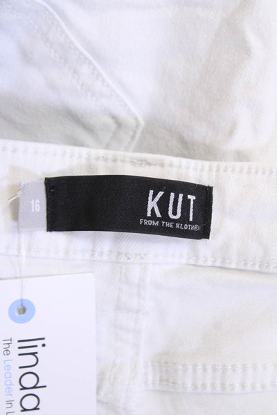 KUT from the Kloth Womesn Cotton Denim Mid-Rise Skinny Jeans White Size 16