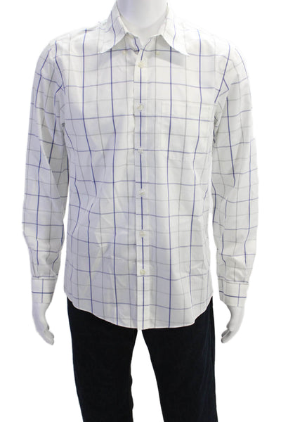 Brooks Brothers Mens Cotton Striped Button Up Collared Shirt White Size 34
