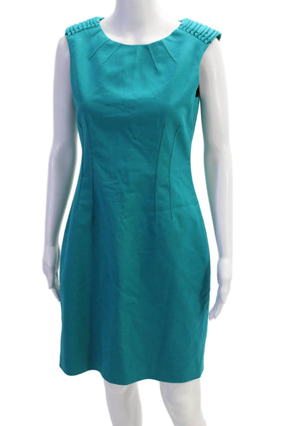Elie Tahari Womens Scoop Neck Sleeveless Zip Lined Pencil Dress Blue Size 6