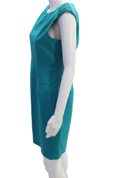 Elie Tahari Womens Scoop Neck Sleeveless Zip Lined Pencil Dress Blue Size 6