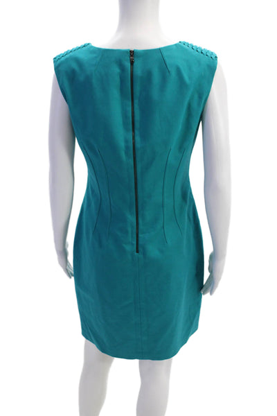 Elie Tahari Womens Scoop Neck Sleeveless Zip Lined Pencil Dress Blue Size 6