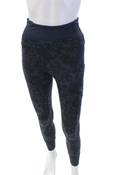 Lululemon Womens Paisley Print Mid-Rise ACtivewear Ankle Leggings Navy Size 4