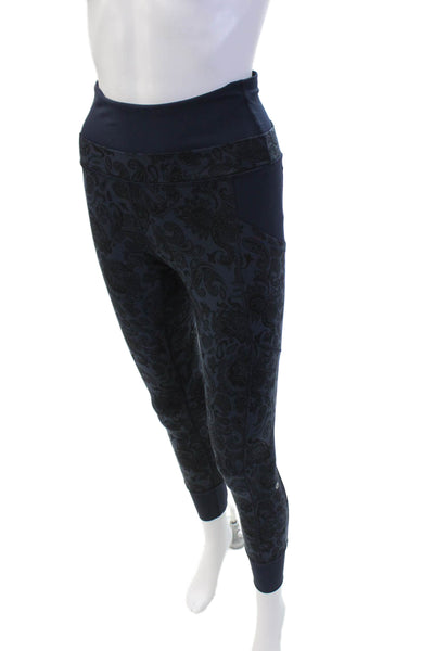 Lululemon Womens Paisley Print Mid-Rise ACtivewear Ankle Leggings Navy Size 4