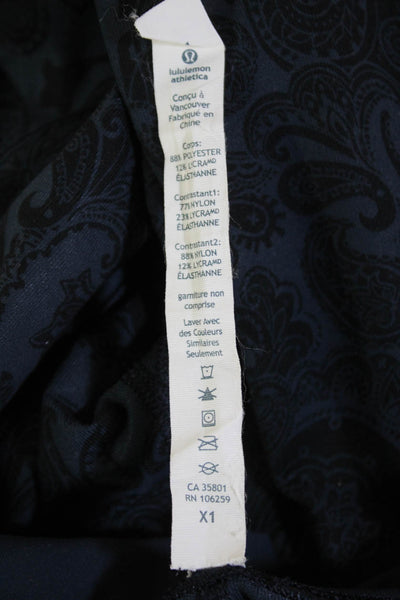 Lululemon Womens Paisley Print Mid-Rise ACtivewear Ankle Leggings Navy Size 4