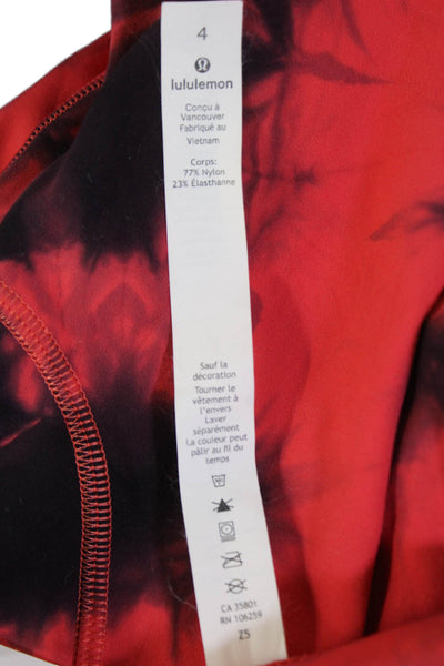 Lululemon Womens Tie Dye Two Pocket Low-Rise Activewear Leggings Pink Size 4