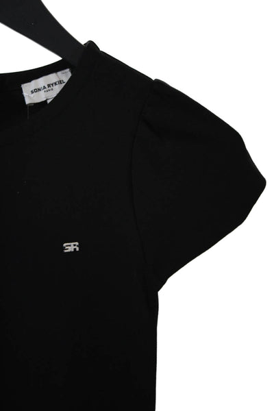Sonia Rykiel Girls Textured Round Neck Short Sleeve Casual Dress Black Size 10