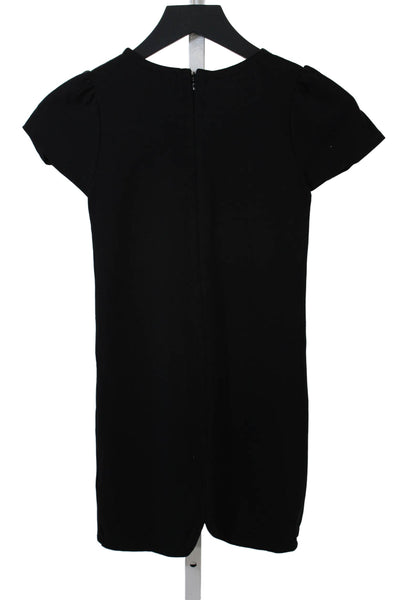 Sonia Rykiel Girls Textured Round Neck Short Sleeve Casual Dress Black Size 10