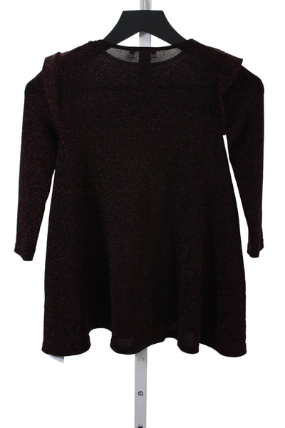 Sonia Rykiel Girls Long Sleeve Round Neck Sparkly Blouse Red Size 6Y