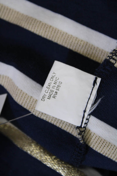 Leggiadro Womens Cotton Long Sleeve Metallic Striped Top Blue Size 4