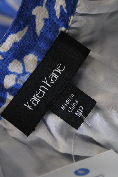 Karen Kane Womens Short Sleeve V Neck Floral Paisley Dress Blue White Size MP