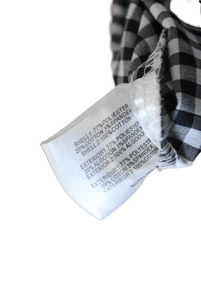 Insight Womens Button Front 3/4 Sleeve Collared Gingham Shirt Black White Medium