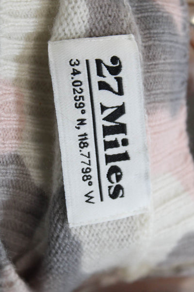 27 Miles Womens Crew Neck Camouflage Cashmere Sweater White Gray Pink Size Small