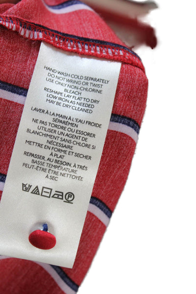Anthropologie Womens Long Sleeve Keyhole Striped Shirt Red Navy Size Small