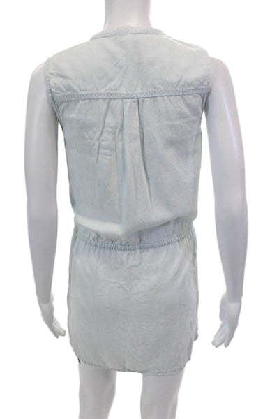 Soft Joie Womens Button Down Drawstring Waist Dress Blue Size Extra Small