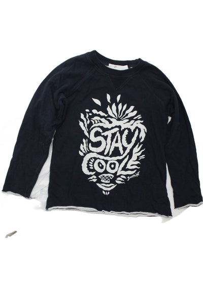 Bonpoint Girls Cotton Graphic Print Long Sleeve Pullover T-Shirt Top Navy Size 6