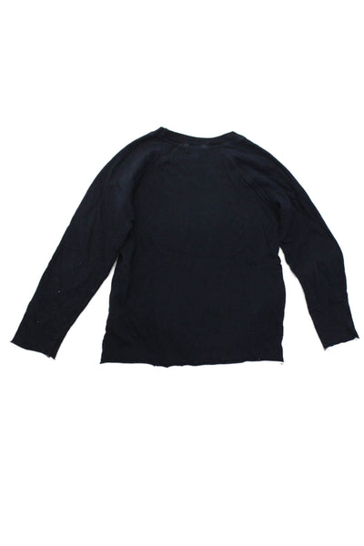 Bonpoint Girls Cotton Graphic Print Long Sleeve Pullover T-Shirt Top Navy Size 6