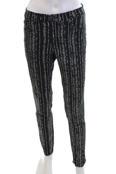 Rag & Bone Womens Cotton Geometric Print Zip Skinny Pants Black Size 29