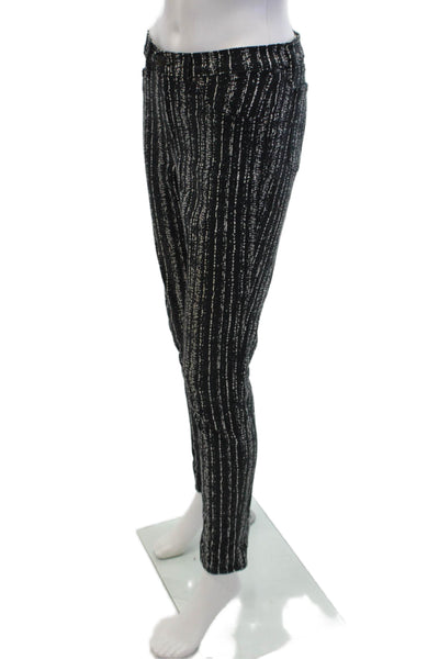 Rag & Bone Womens Cotton Geometric Print Zip Skinny Pants Black Size 29