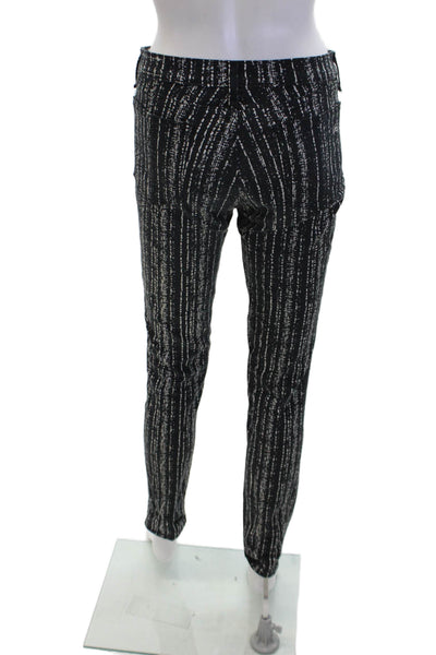 Rag & Bone Womens Cotton Geometric Print Zip Skinny Pants Black Size 29