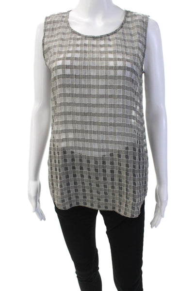Theory Womens Wool Geometric Square Round Neck Sleeveless Tunic Gray Size S