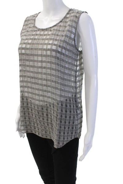 Theory Womens Wool Geometric Square Round Neck Sleeveless Tunic Gray Size S