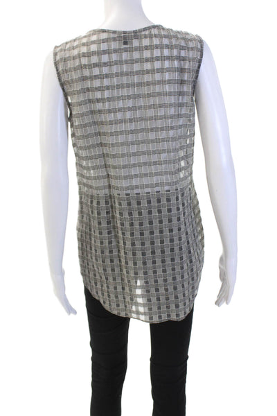 Theory Womens Wool Geometric Square Round Neck Sleeveless Tunic Gray Size S