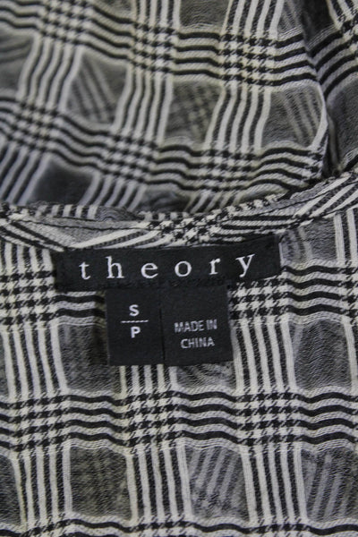 Theory Womens Wool Geometric Square Round Neck Sleeveless Tunic Gray Size S