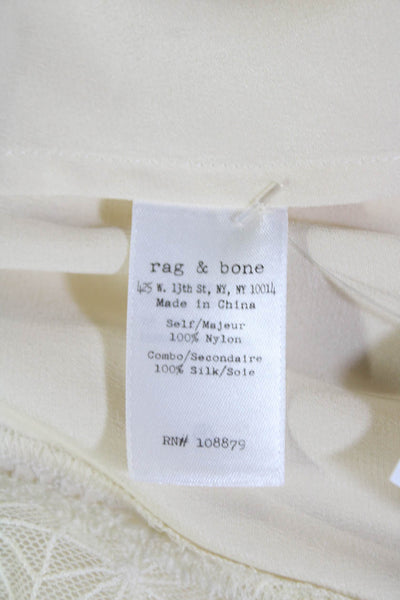 Rag & Bone Womens Sheer Abstract Print Drawstring Hem Tank Blouse Beige Size S