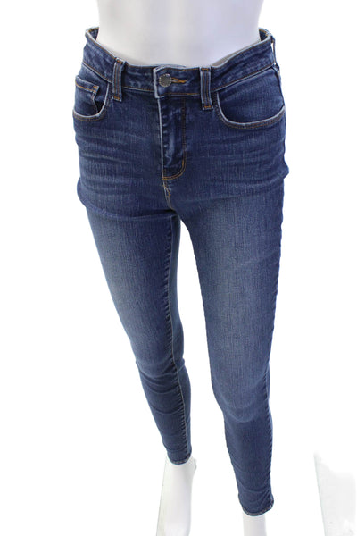 L'Agence Womens Cotton Denim Slim Straight Leg Zip Dark Wash Jeans Blue Size 26