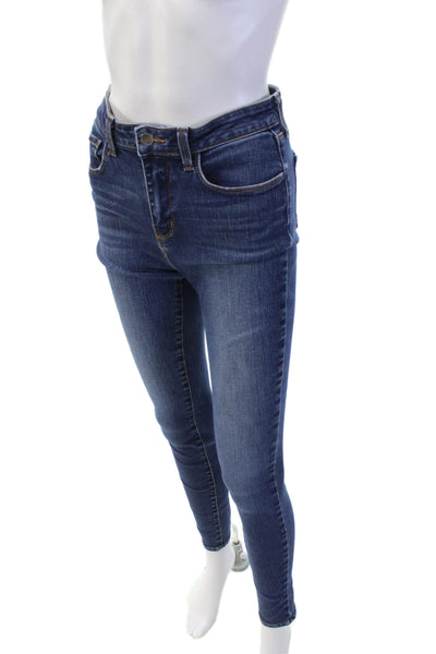 L'Agence Womens Cotton Denim Slim Straight Leg Zip Dark Wash Jeans Blue Size 26