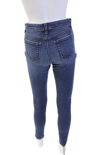 L'Agence Womens Cotton Denim Slim Straight Leg Zip Dark Wash Jeans Blue Size 26