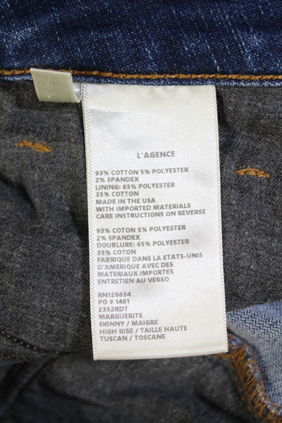 L'Agence Womens Cotton Denim Slim Straight Leg Zip Dark Wash Jeans Blue Size 26