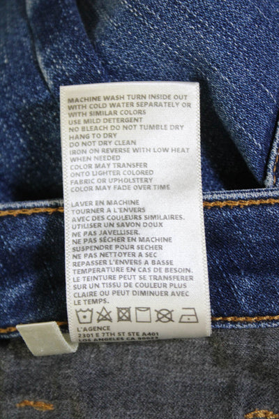 L'Agence Womens Cotton Denim Slim Straight Leg Zip Dark Wash Jeans Blue Size 26