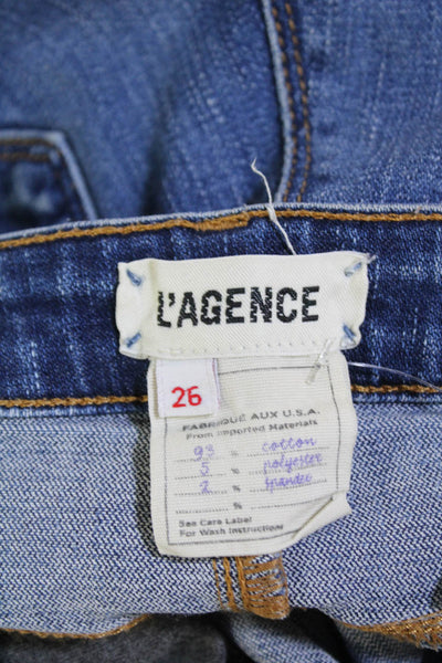 L'Agence Womens Cotton Denim Slim Straight Leg Zip Dark Wash Jeans Blue Size 26