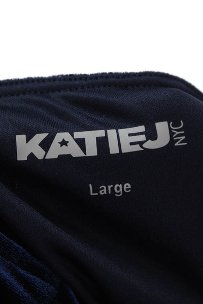 Katie J Womens Velvet Ruched Sleeveless Body Con Dress Midnight Blue Size Large