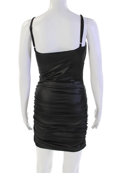 Katie J Womens Ruched Sleeveless Body Con Dress Matte Black Size Large