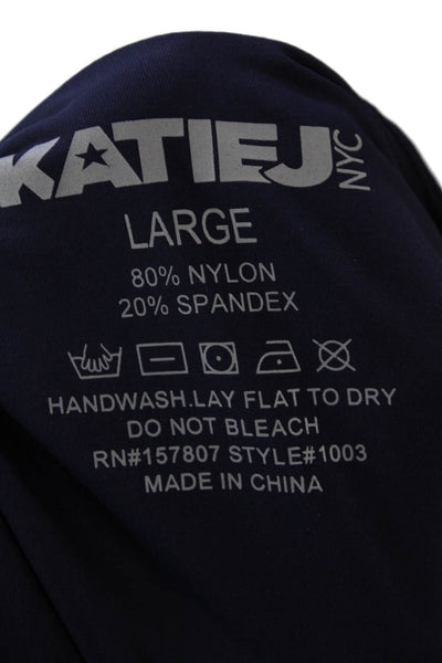 Katie J Womens Short Sleeves Ruched Body Con Dress Navy Blue Size Large
