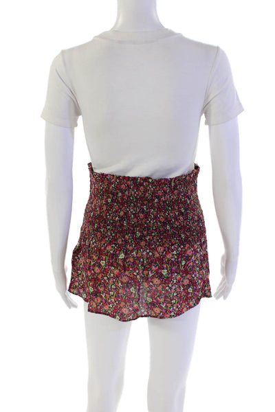 Ba&Sh Womens Smocked Detail Flared Hem Floral Print Tube Top Red Size XS
