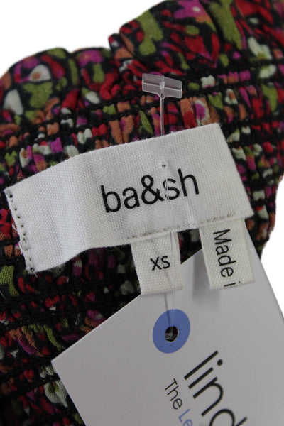 Ba&Sh Womens Smocked Detail Flared Hem Floral Print Tube Top Red Size XS