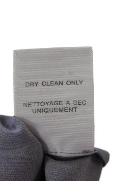 Joie Womens Silk Pleated Neckline Short Sleeve Blouse Light Gray Size XS