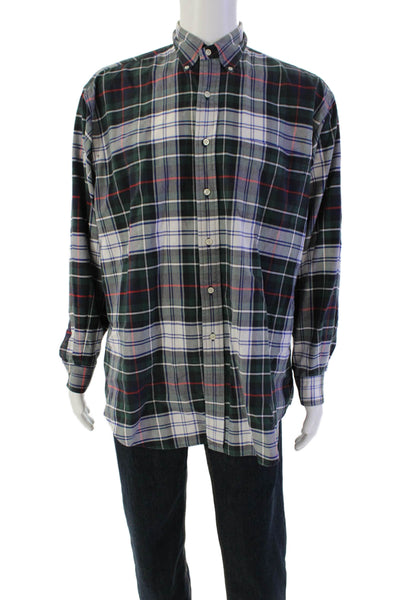 Ralph Lauren Blue Label Mens Cotton Plaid Button-Down Shirt Green Size M
