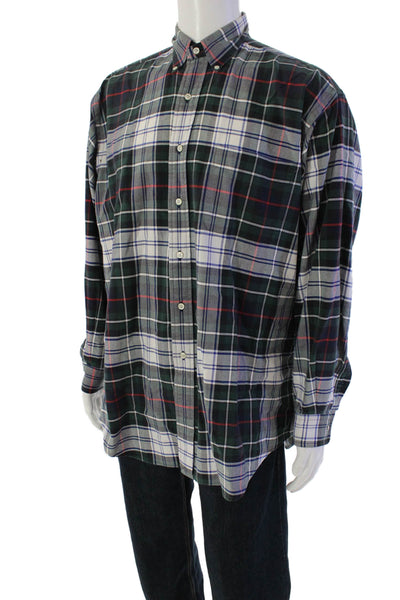 Ralph Lauren Blue Label Mens Cotton Plaid Button-Down Shirt Green Size M