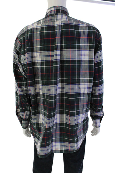 Ralph Lauren Blue Label Mens Cotton Plaid Button-Down Shirt Green Size M