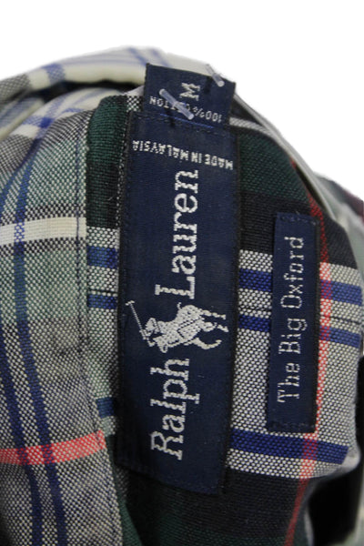 Ralph Lauren Blue Label Mens Cotton Plaid Button-Down Shirt Green Size M