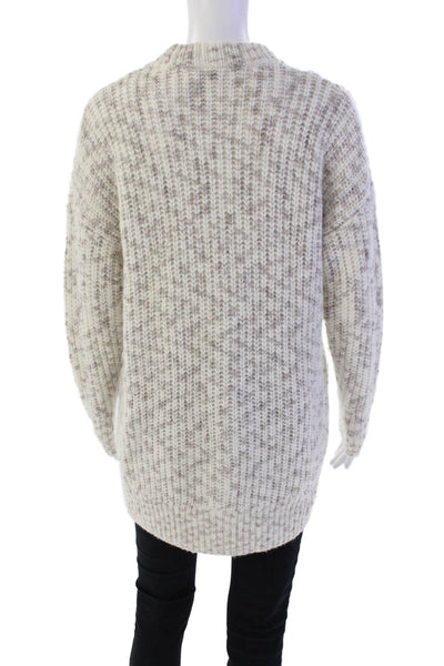 Madewell Womens Four Button V Neck Oversized Cardigan Sweater White Gray 2XS